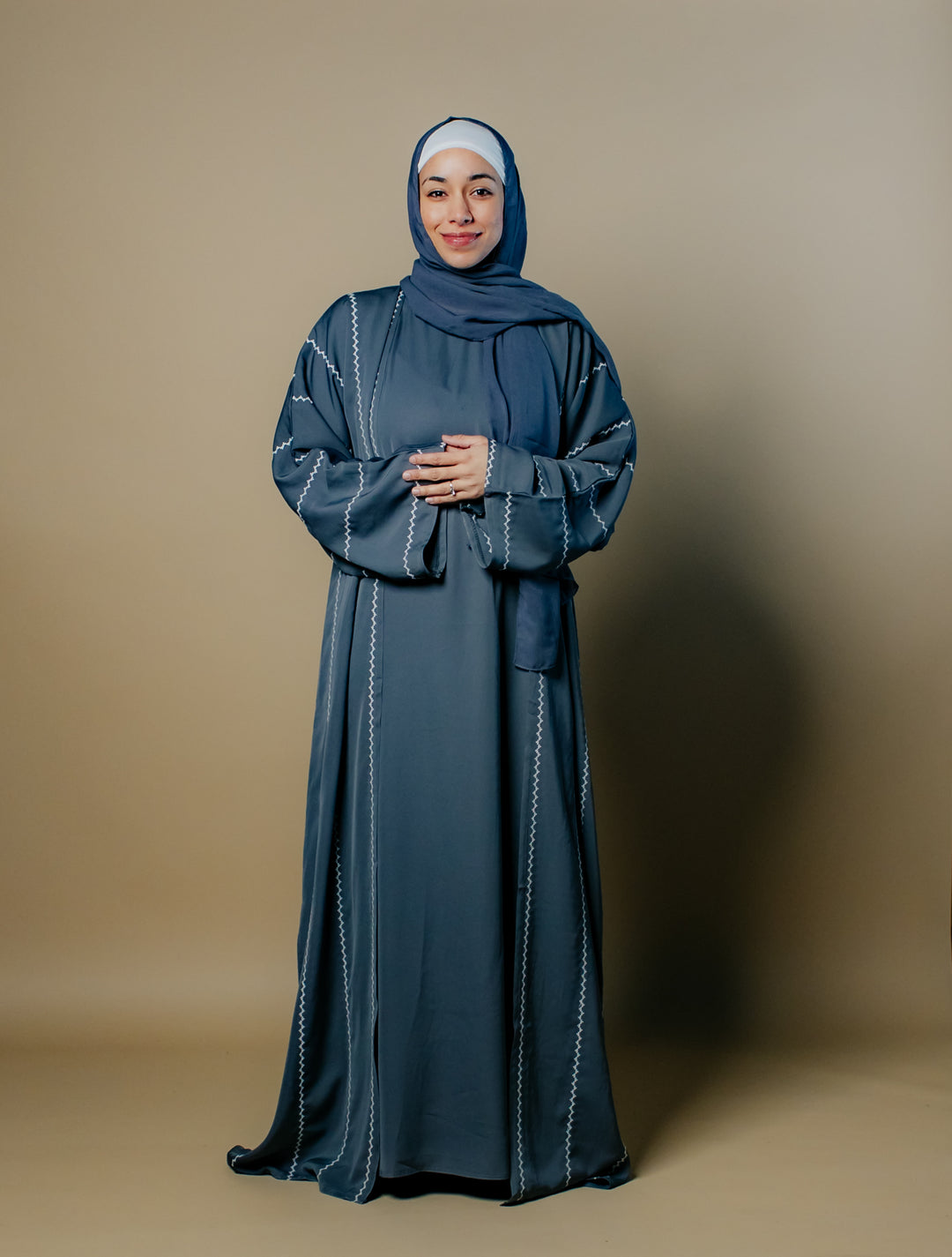 Nihal Two-Piece Embroidered Nida Abaya