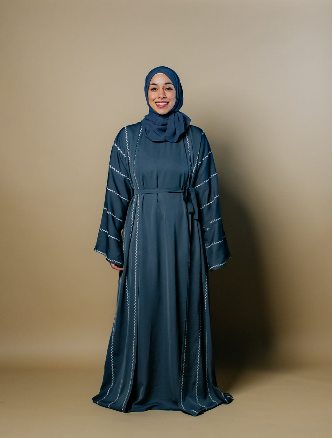 Nihal Two-Piece Embroidered Nida Abaya