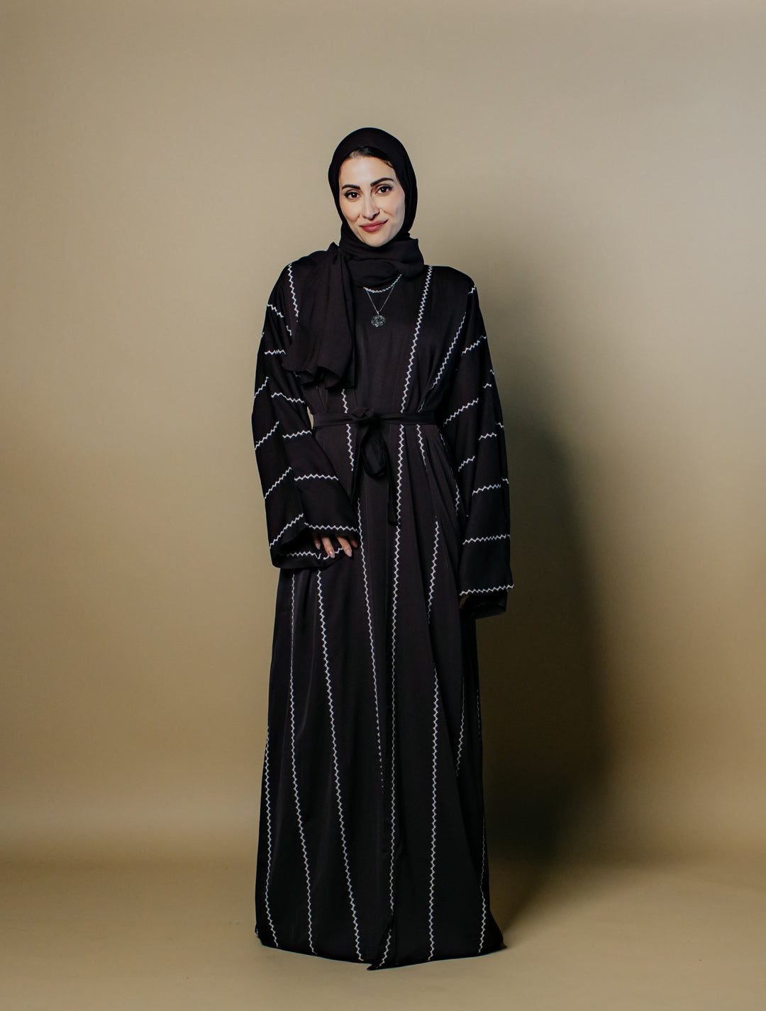 Nihal Two-Piece Embroidered Nida Abaya