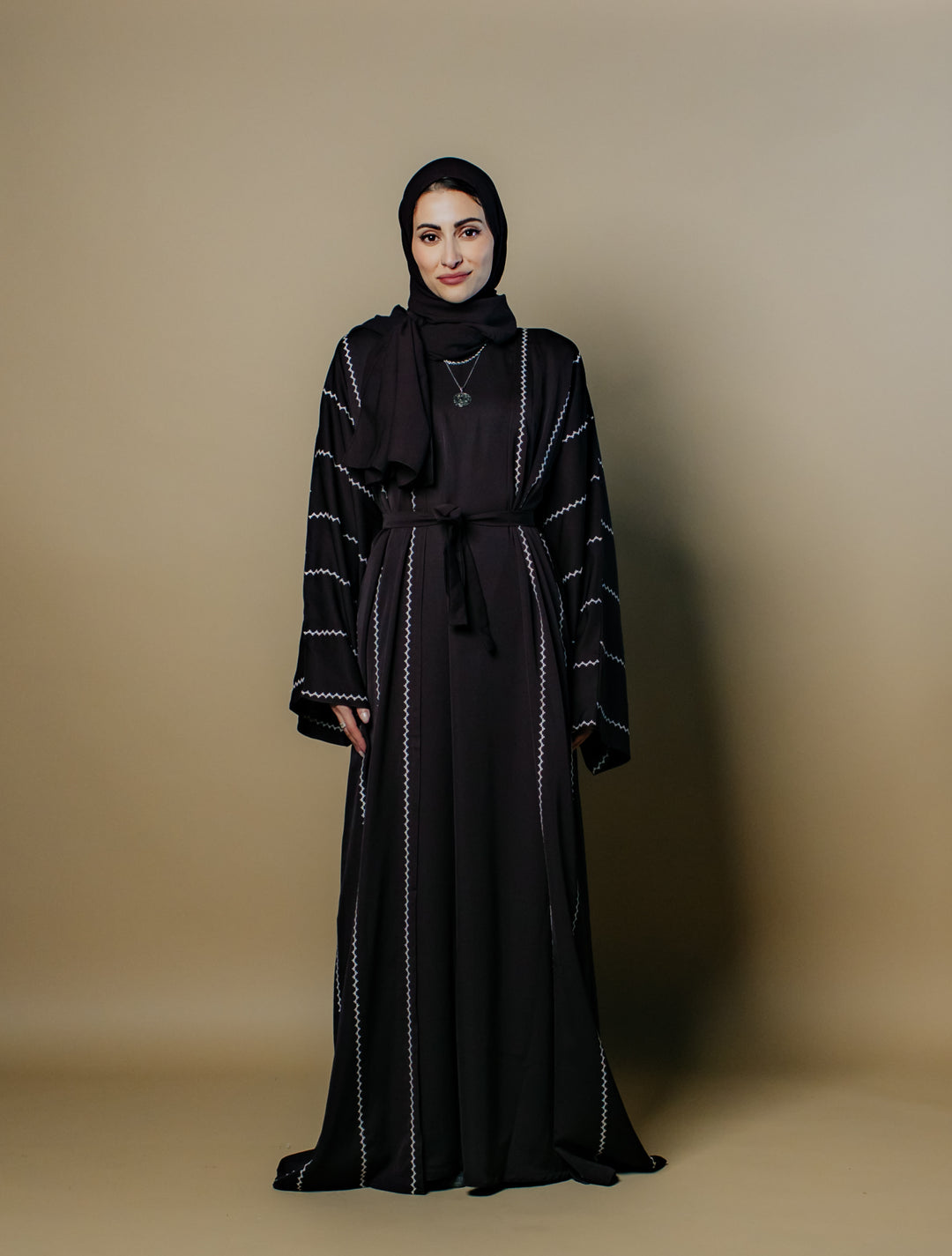 Nihal Two-Piece Embroidered Nida Abaya