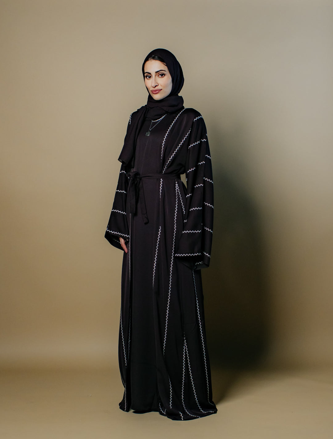 Nihal Two-Piece Embroidered Nida Abaya