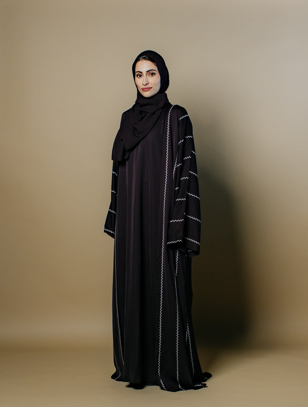 Nihal Two-Piece Embroidered Nida Abaya