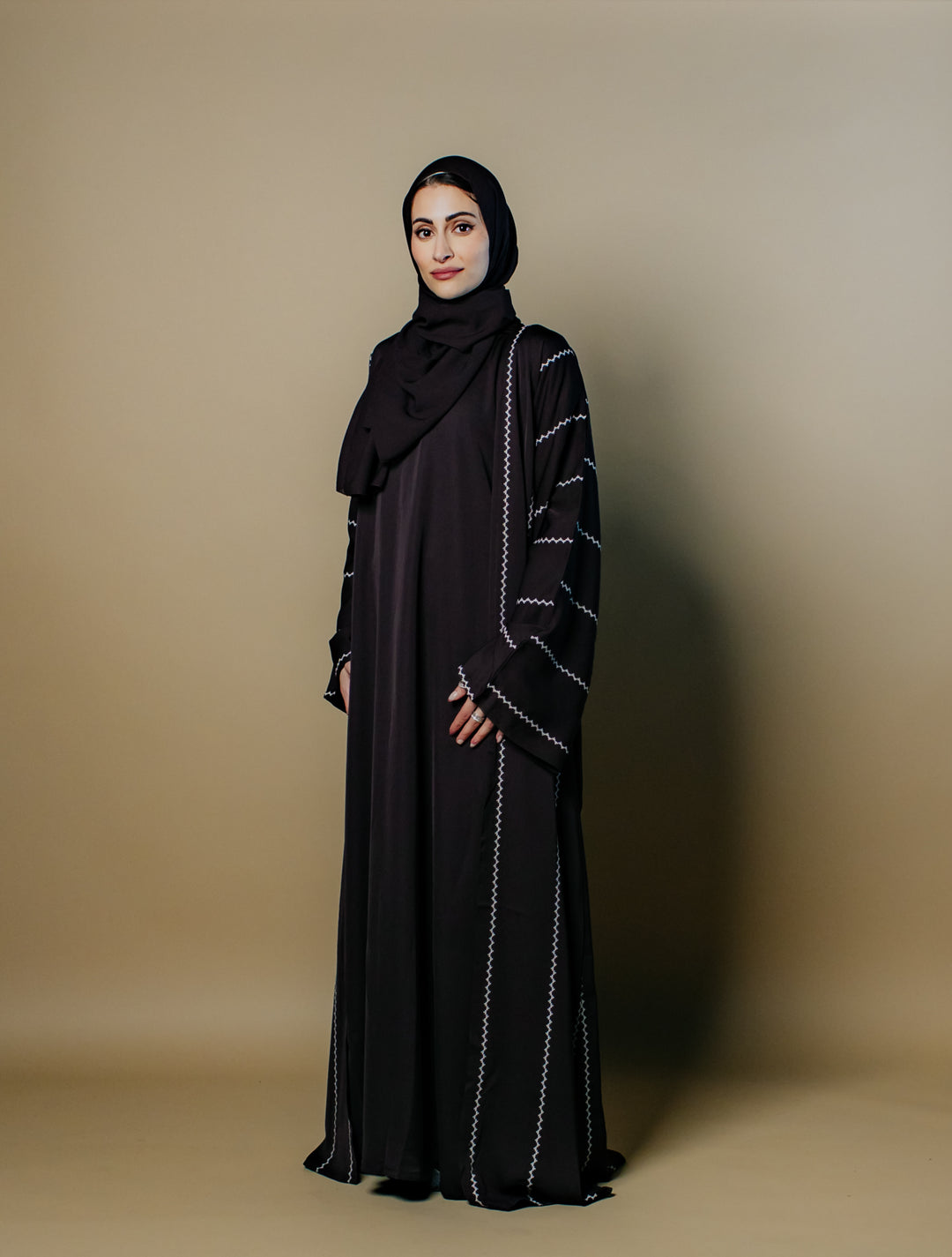 Nihal Two-Piece Embroidered Nida Abaya