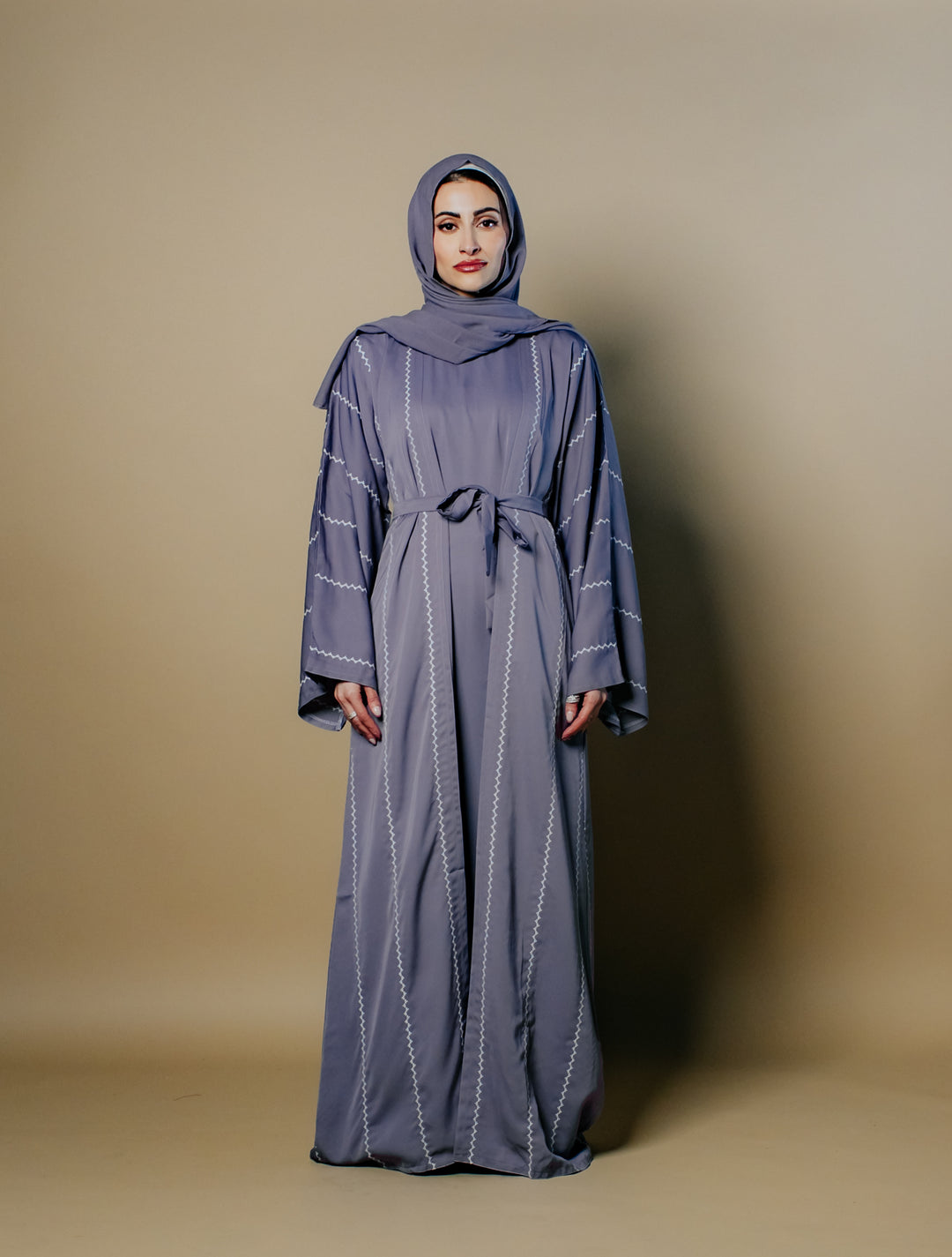 Nihal Two-Piece Embroidered Nida Abaya