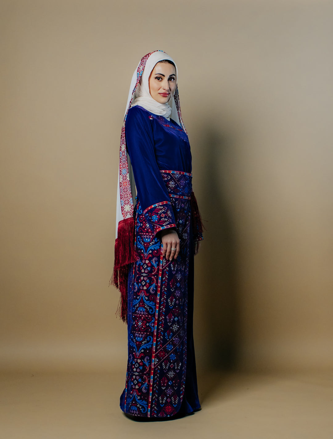 Isra Elegant Velvet Thobe with Detachable Skirt