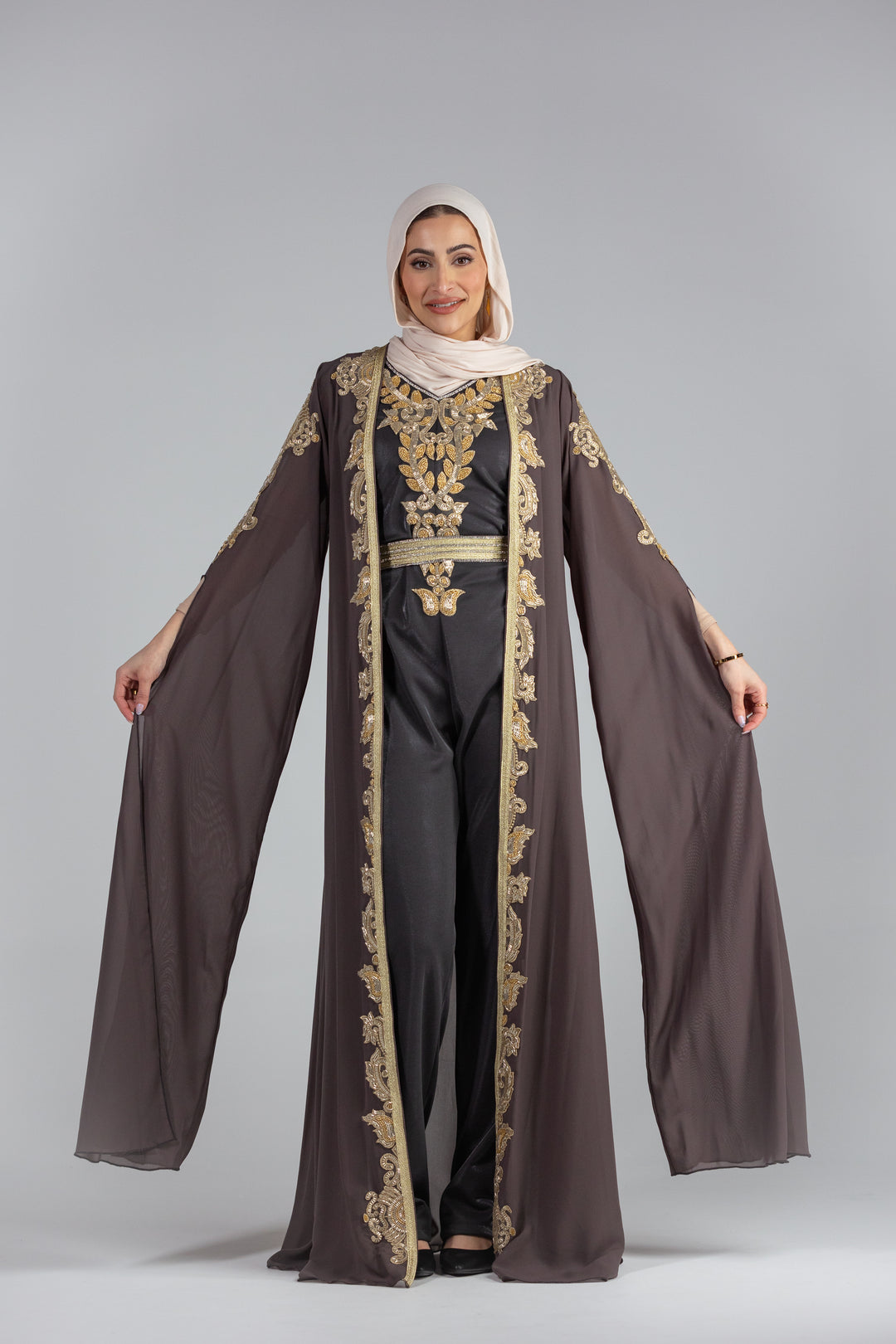 Noura Charcoal Embellished Set