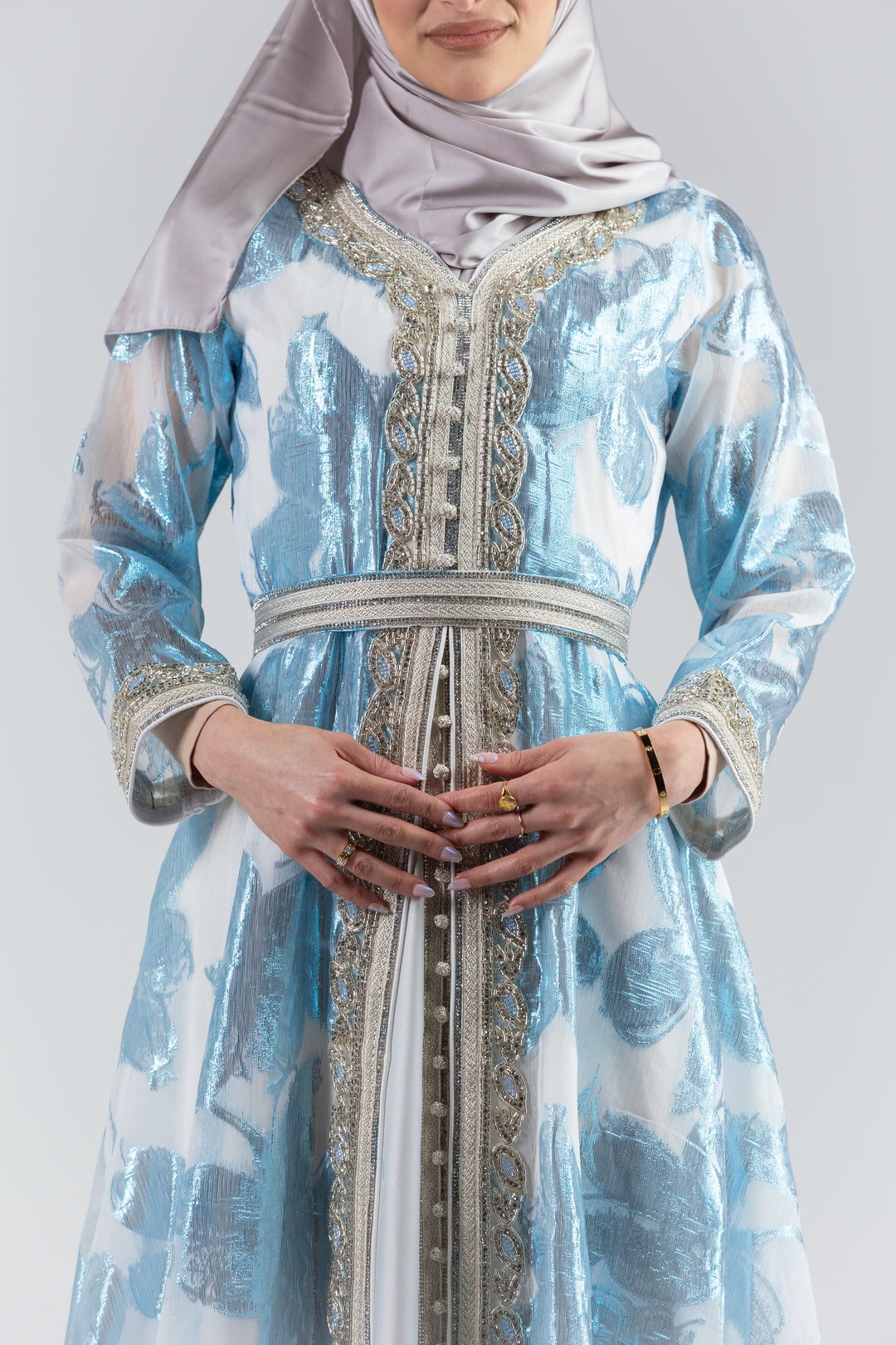 Nashwa Rose Jacquard Print Kaftan