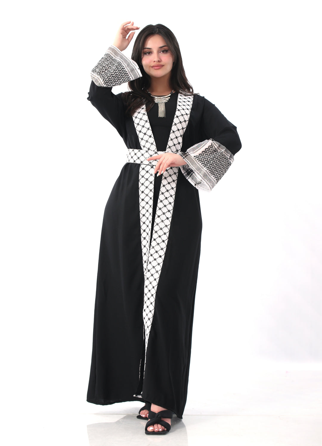 Dalia Keffiyeh Hand Stitched Abaya