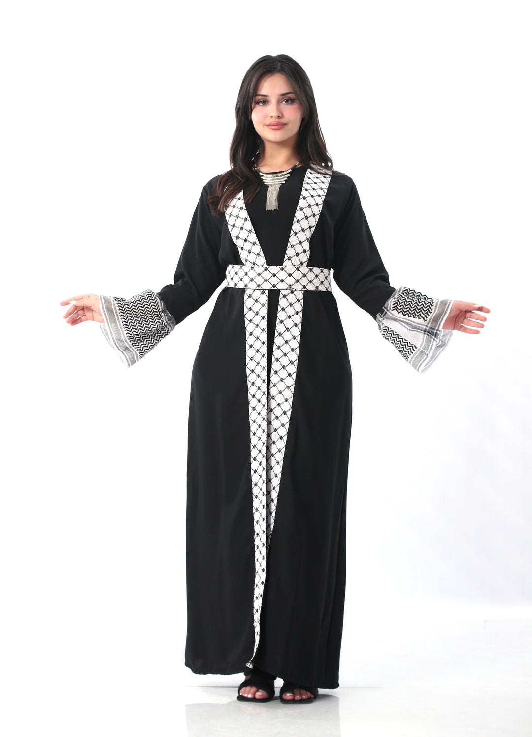 Dalia Keffiyeh Hand Stitched Abaya