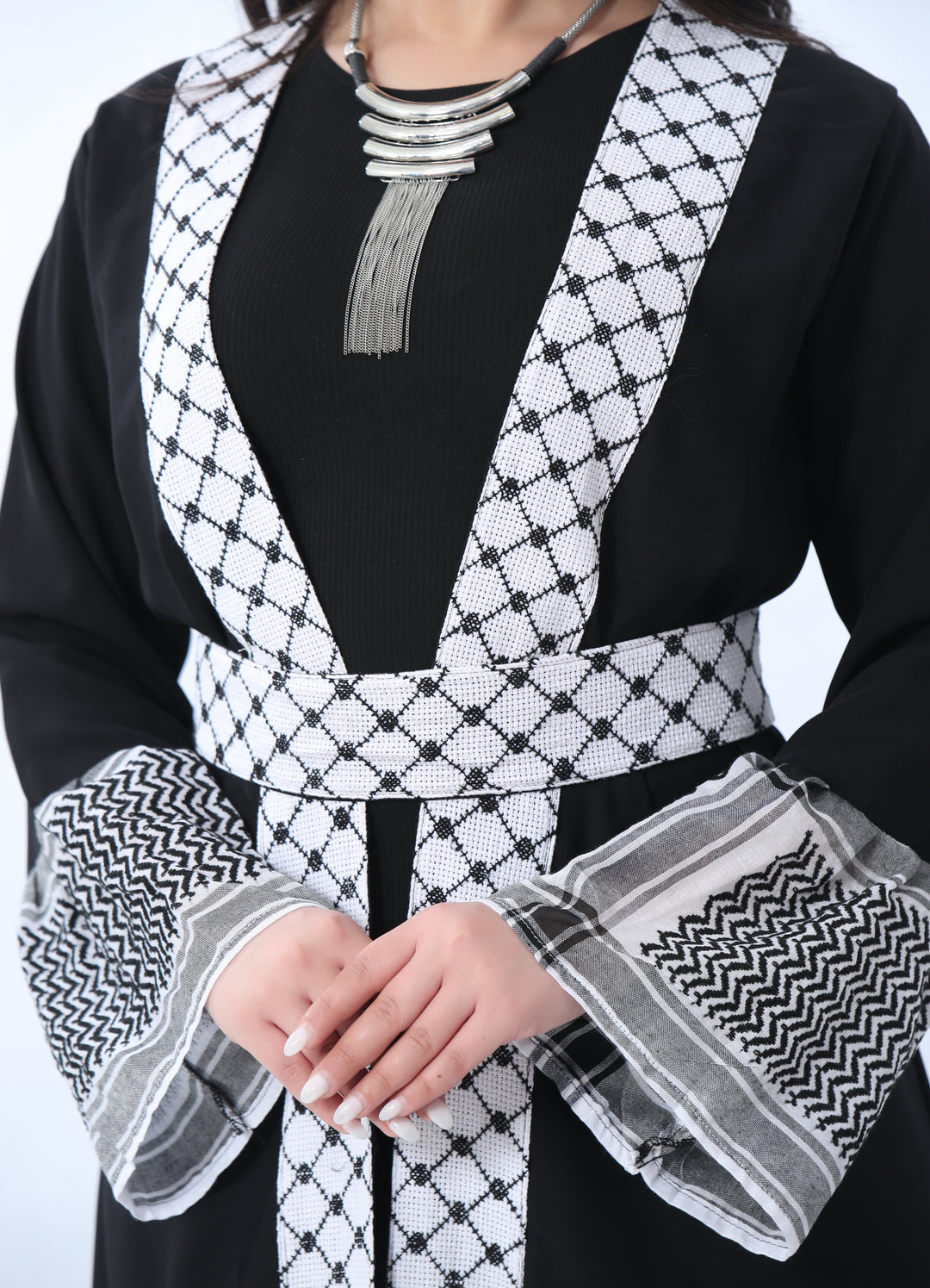 Dalia Keffiyeh Hand Stitched Abaya