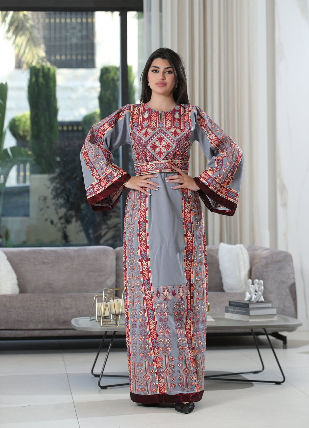 Lina Embroidered Breem Satin Thobe