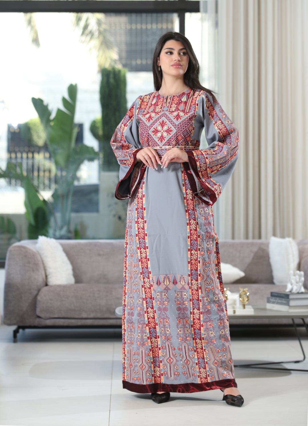 Lina Embroidered Breem Satin Thobe