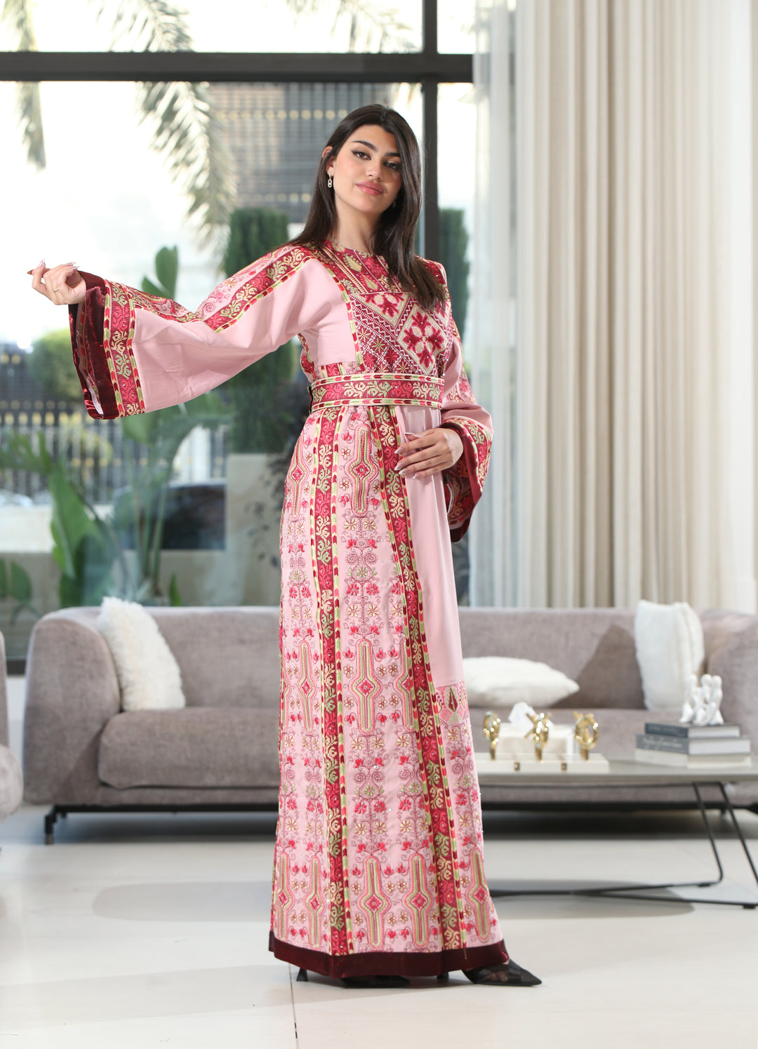 Lina Embroidered Breem Satin Thobe