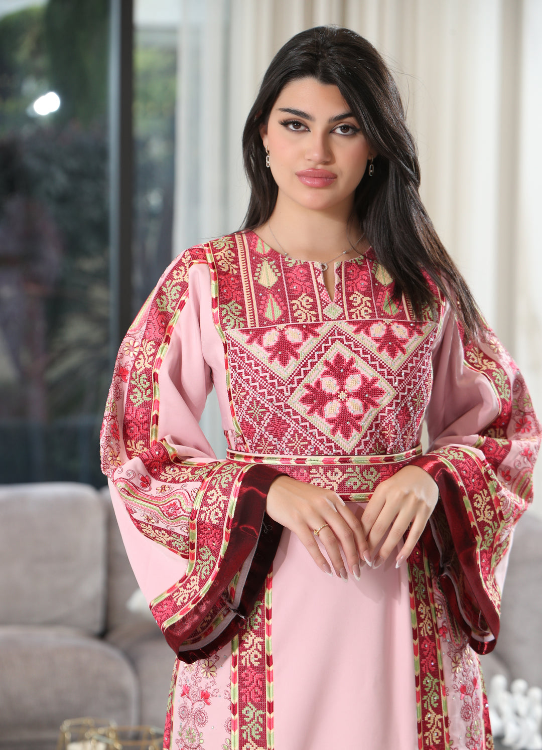 Lina Embroidered Breem Satin Thobe