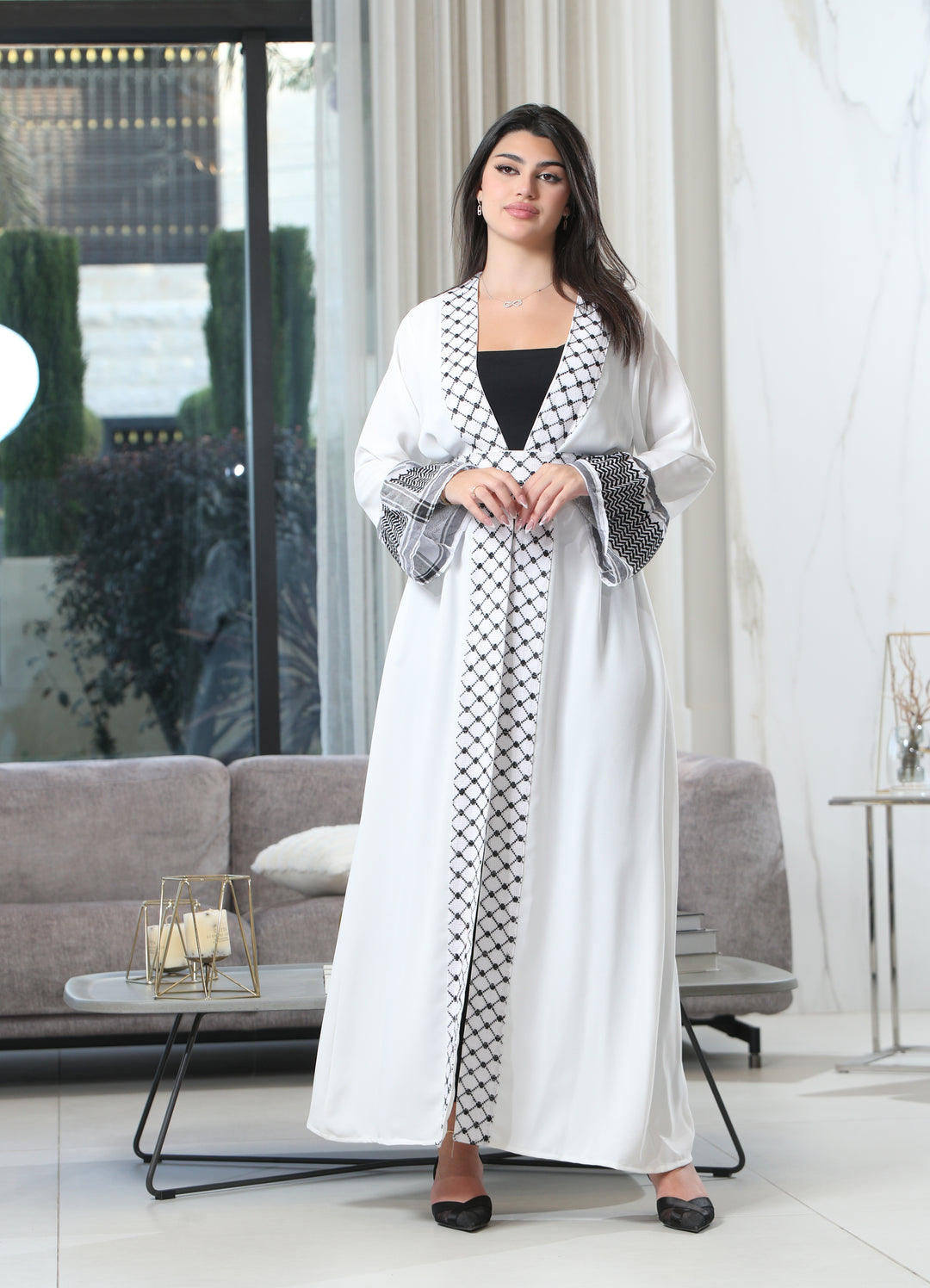 Dalia Keffiyeh Hand Stitched Abaya