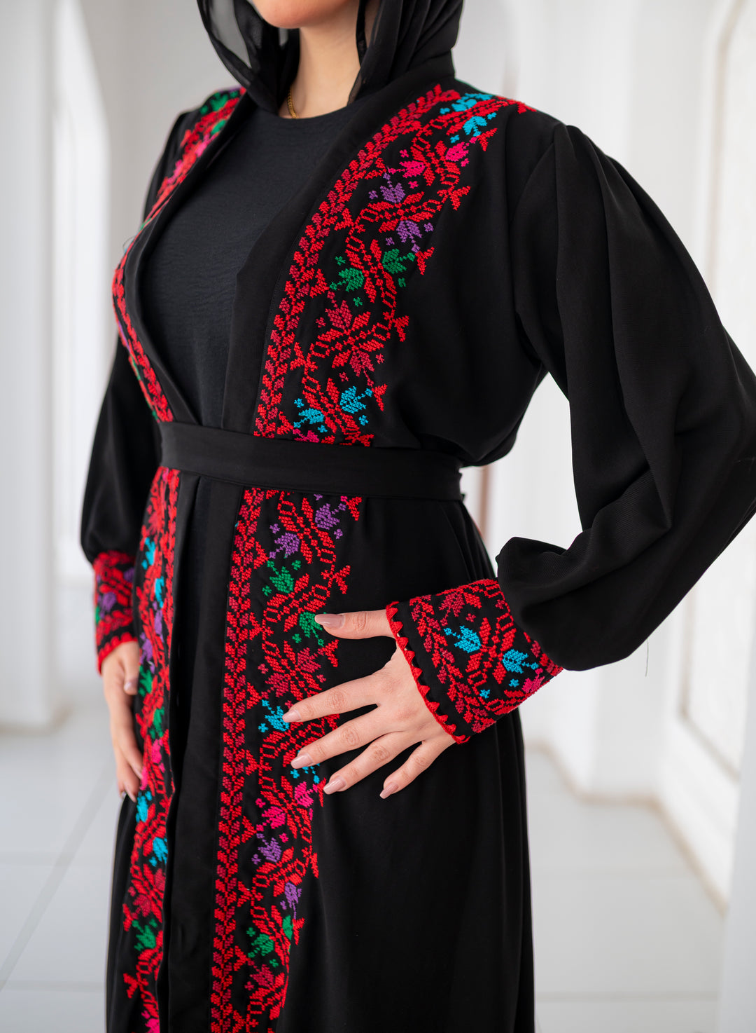 Palestine Spring Hand-stitched Cardigan Black