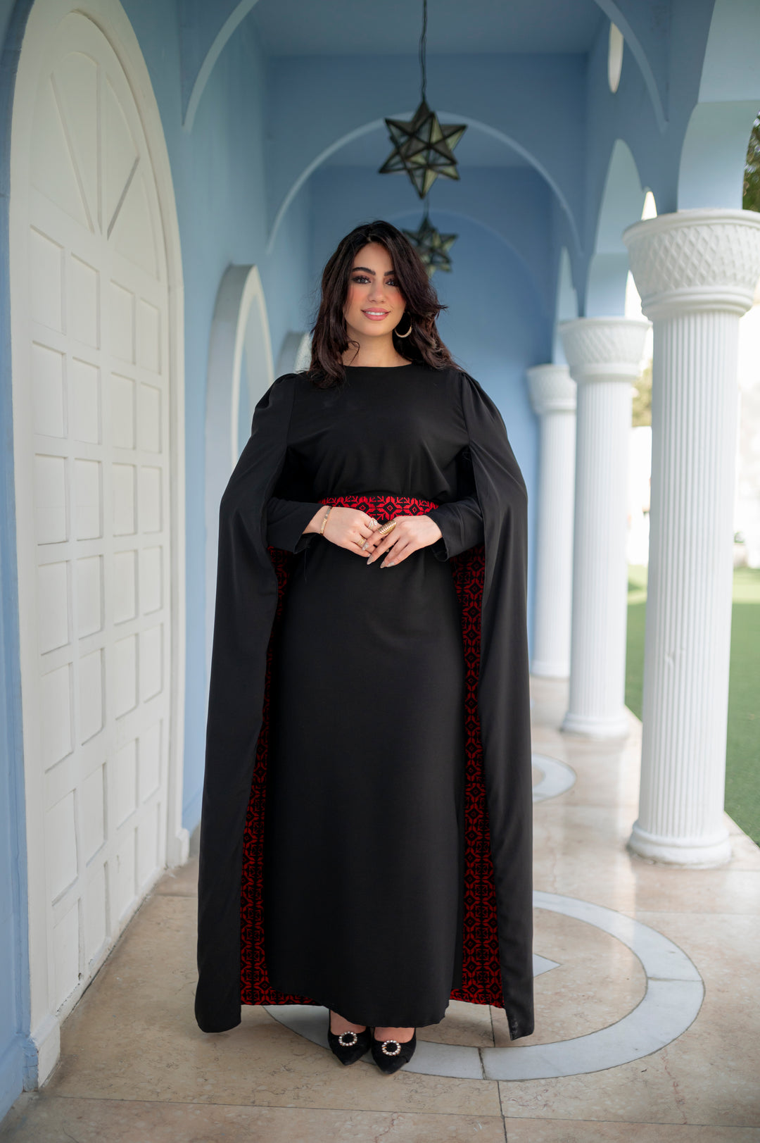 Ward Aswad Hand-stitched Cape Dress