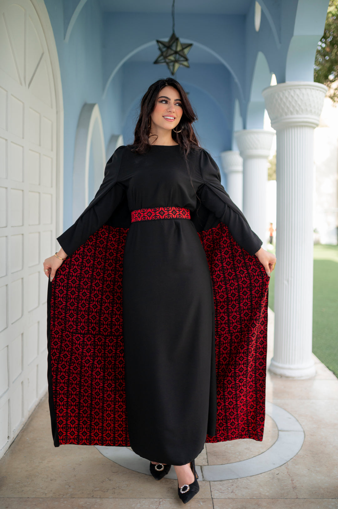 Ward Aswad Hand-stitched Cape Dress