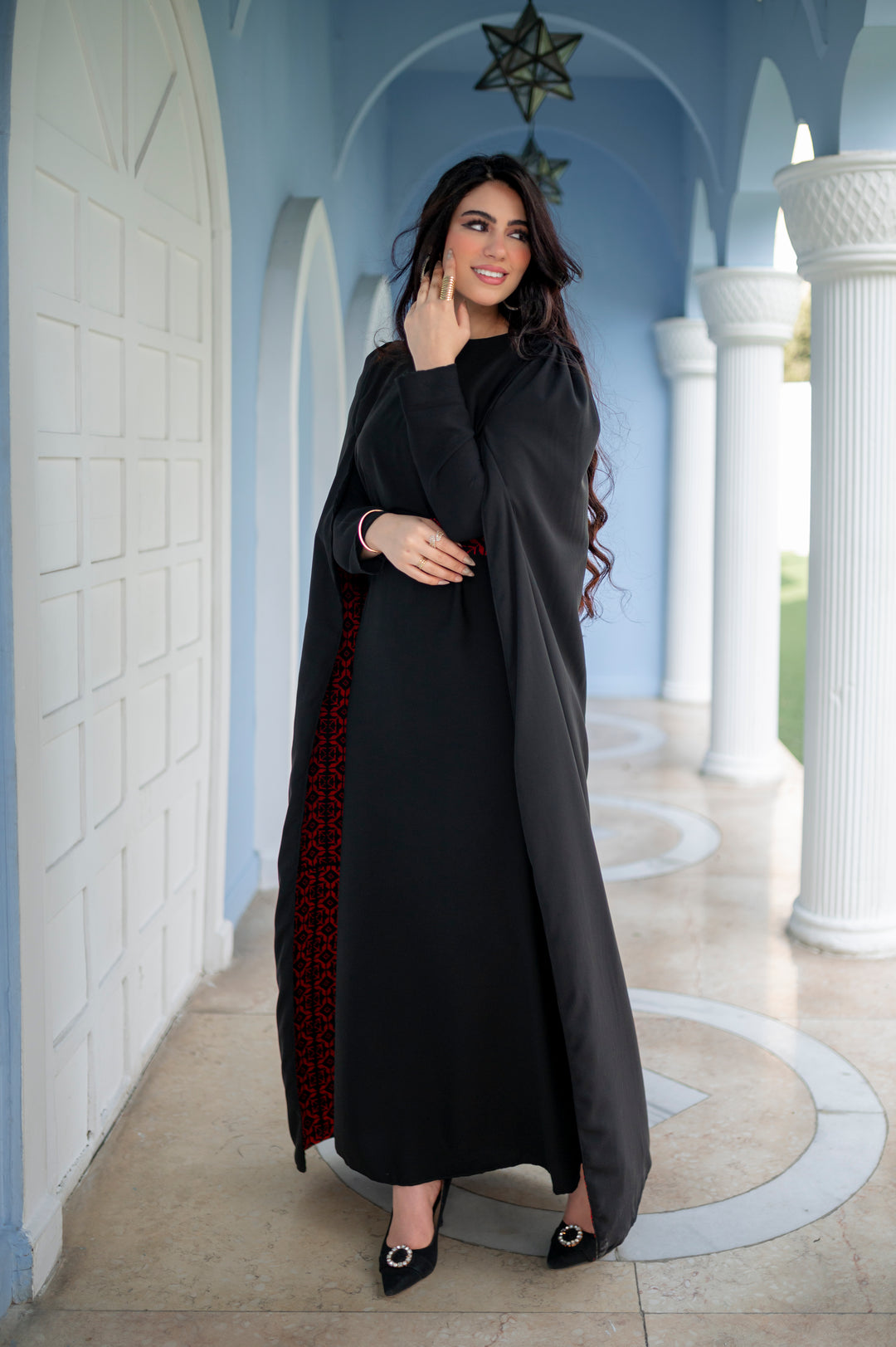 Ward Aswad Hand-stitched Cape Dress