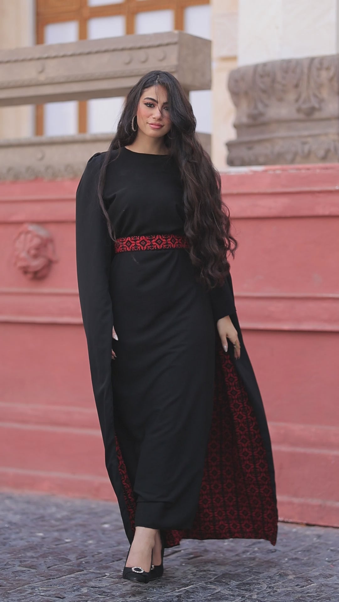 Ward Aswad Hand-stitched Cape Dress